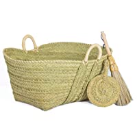 Los mejores  - Cesteria Aparici Cesto esparto para leña (75X48X34) 7148-Grande -REGALO ESCOBILLA Y AVENTADOR